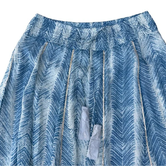 Soft Surroundings Size L (14/16) Rhoda Blue Chevron Embroidered Boho Maxi Skirt - Picture 5 of 13